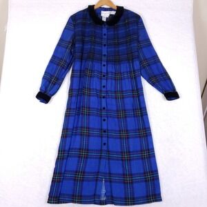 Karin Stevens Petites Plaid Midi Dress Button Front Tie Back Sz 14P Prairie Farm